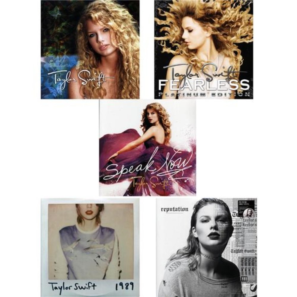 Taylor Swift Vinyl Lot - Self-Titled, Fearless, Speak Now, 1989, and Reputation